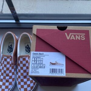 Vans Classic Slip-On in Orange and White Checkerboard